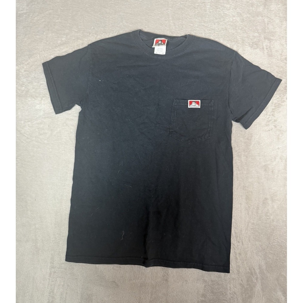 Ben Davis Logo Pocket Mens S Black Solid Knit Crew Neck Short Sleeve Tee